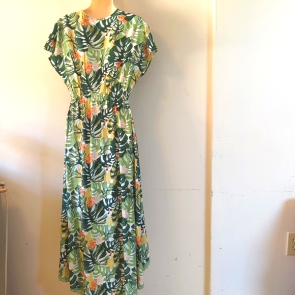 American & Beyond Tropical Flowers High Low Maxi Dress XS - Picture 2 of 16